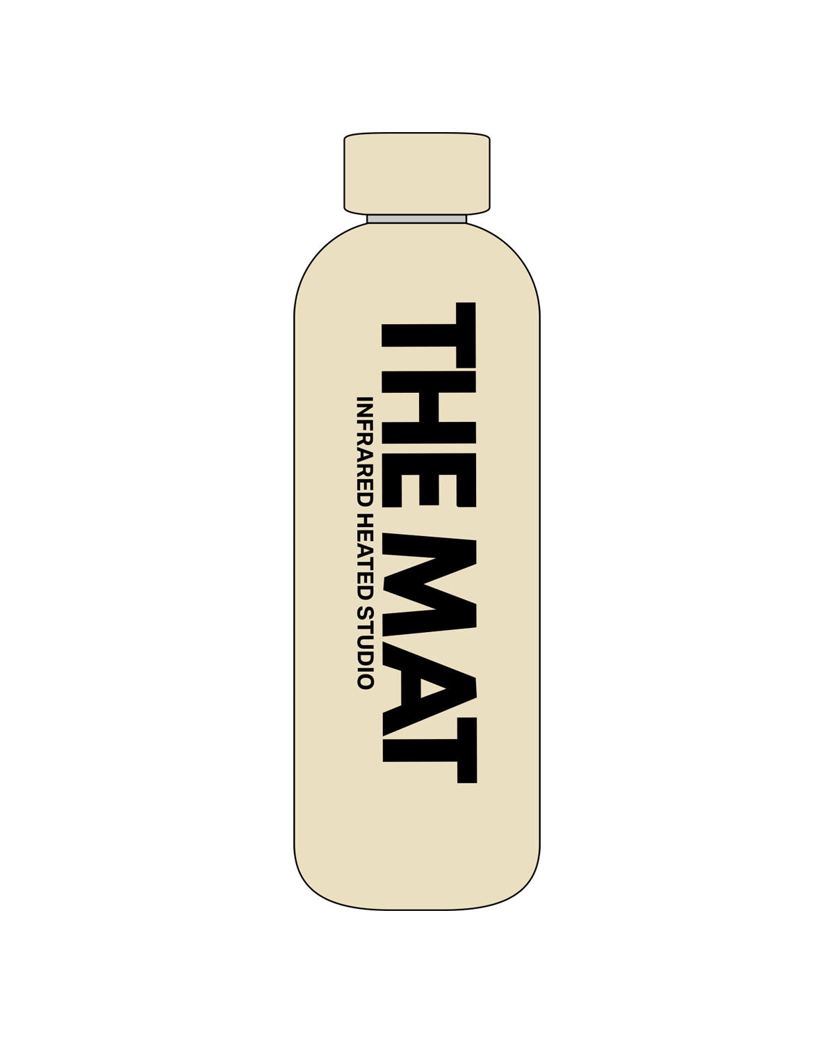 The Water Bottle - Cream - MAT - Center Stacked - Printed - Black