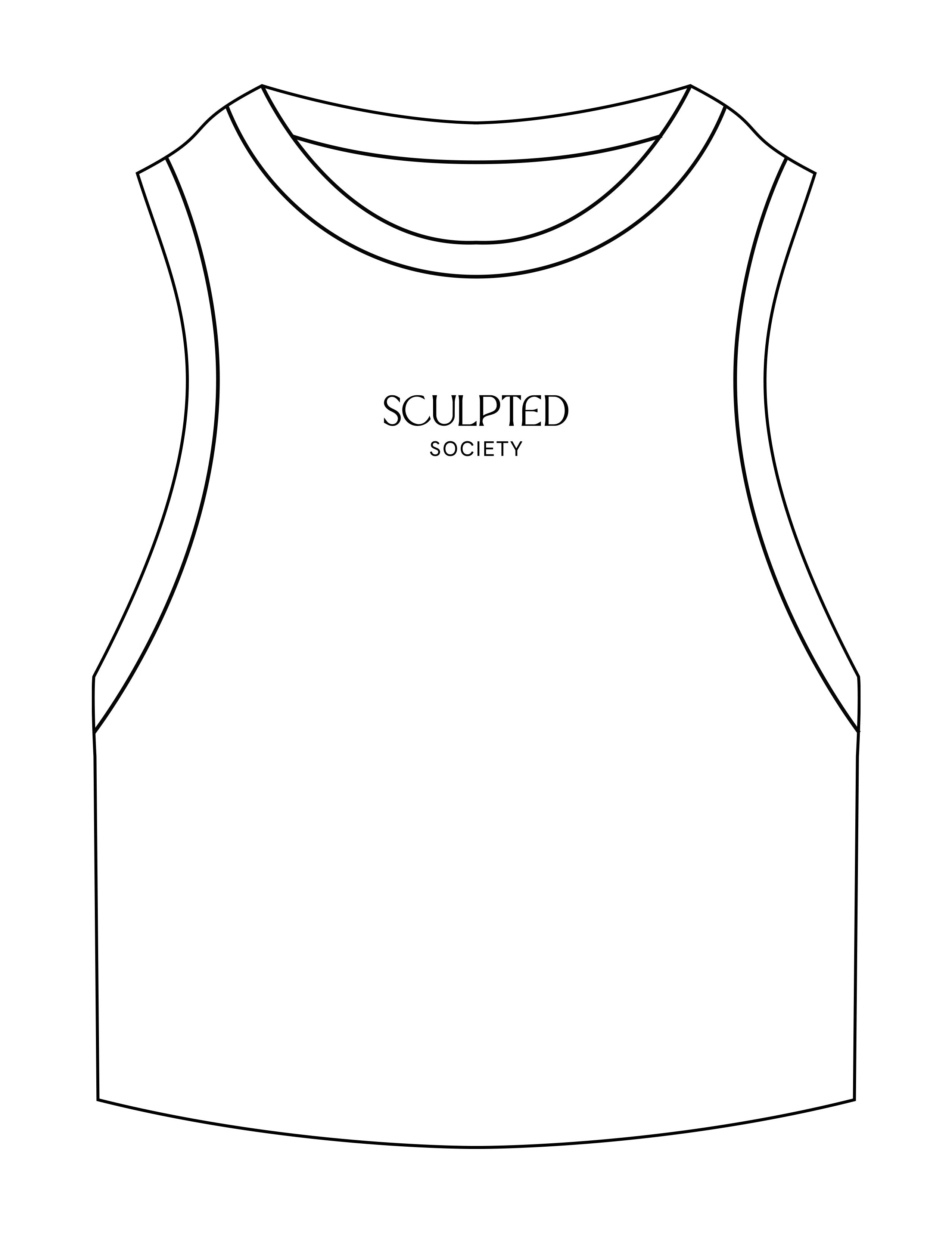 The Ribbed Crop Tank - White - SCULPTED SOCIETY - Center Chest Stacked - Embroidered - Black