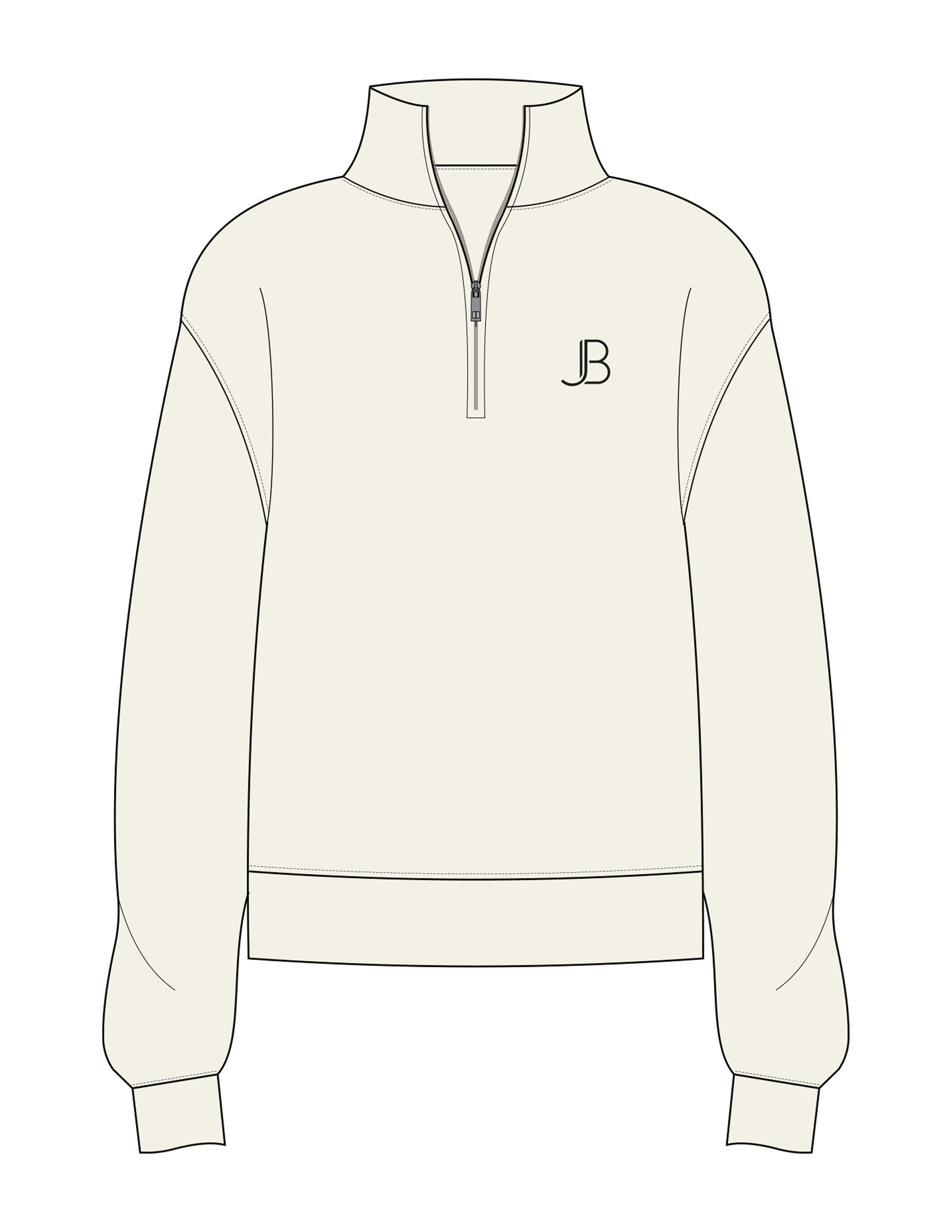 The Womens 1/4 Zip - Off White - Jacqueline Blum Design - Left Chest & Back Stacked - Printed - Slate