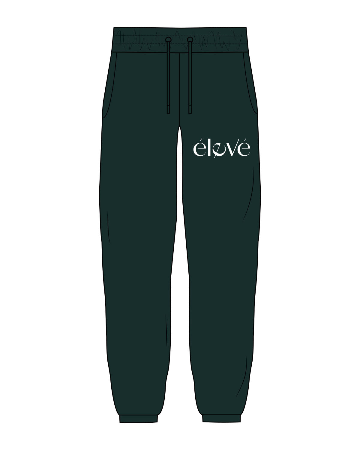 The Classic Sweatpants - Pine Green - Eleve - Left Leg Pocket - White
