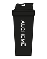 The Shaker Bottle - Black - ALCHEME - Center Body Vertical - White Printed