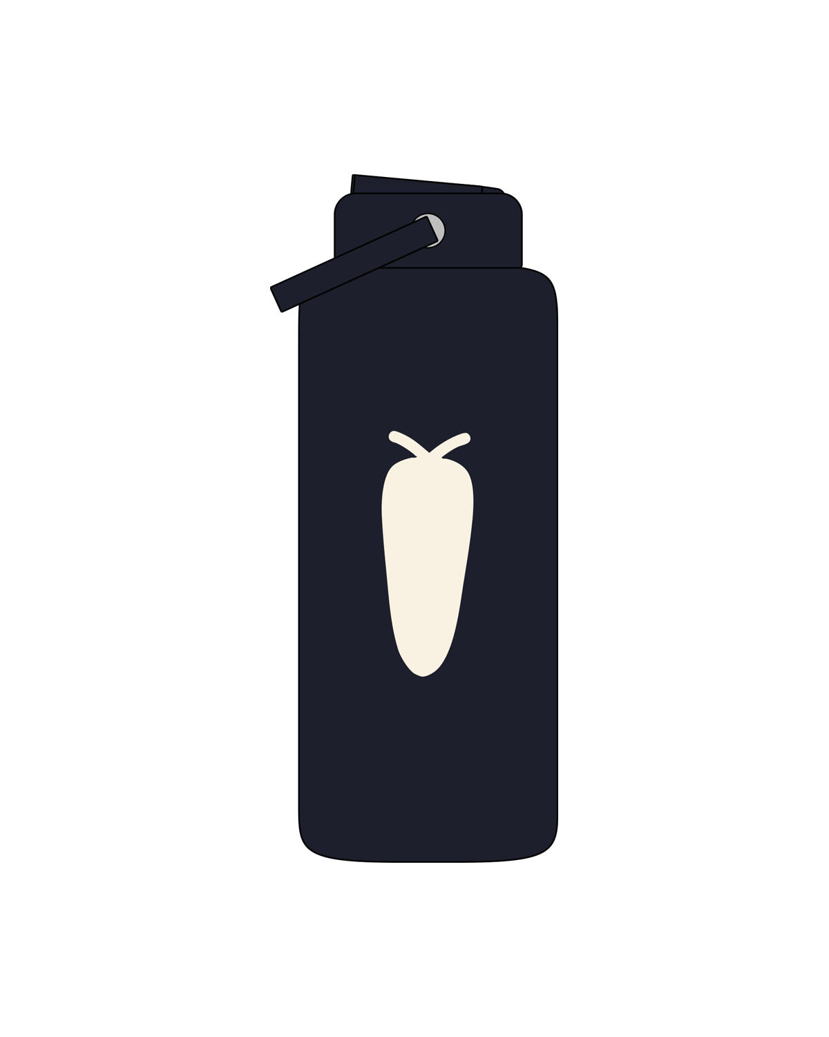 The Wide Mouth Water Bottle - Navy - BlueCarrot - Center Body - Printed - Off White