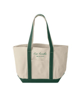 The Contrast Tote Bag - Natural / Forest - Meru Health - Top Center - Embroidered - Green