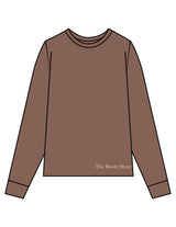 The Unisex Midweight Long Sleeve - Espresso - The Booty Shop - Bottom Front & Back Stacked - Printed - Cream