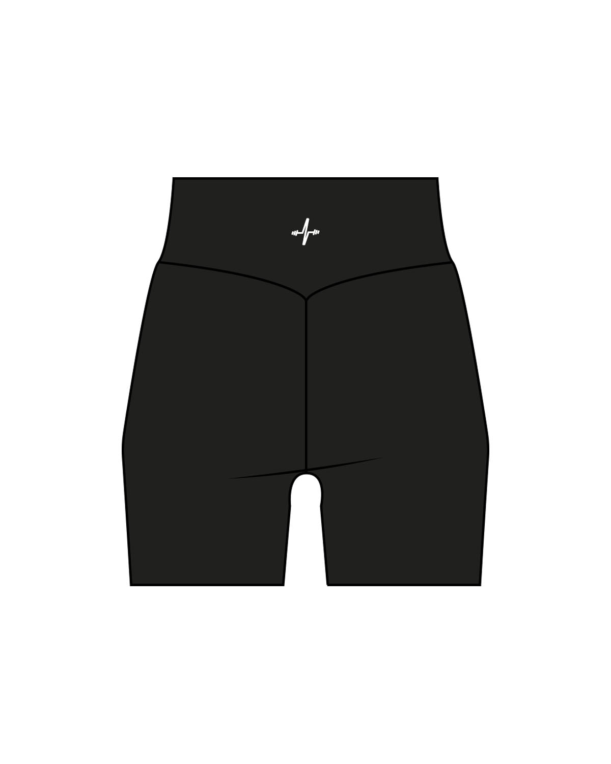 The Basic Short - Black - Sweat Circuit - Back Waistline - White Printed