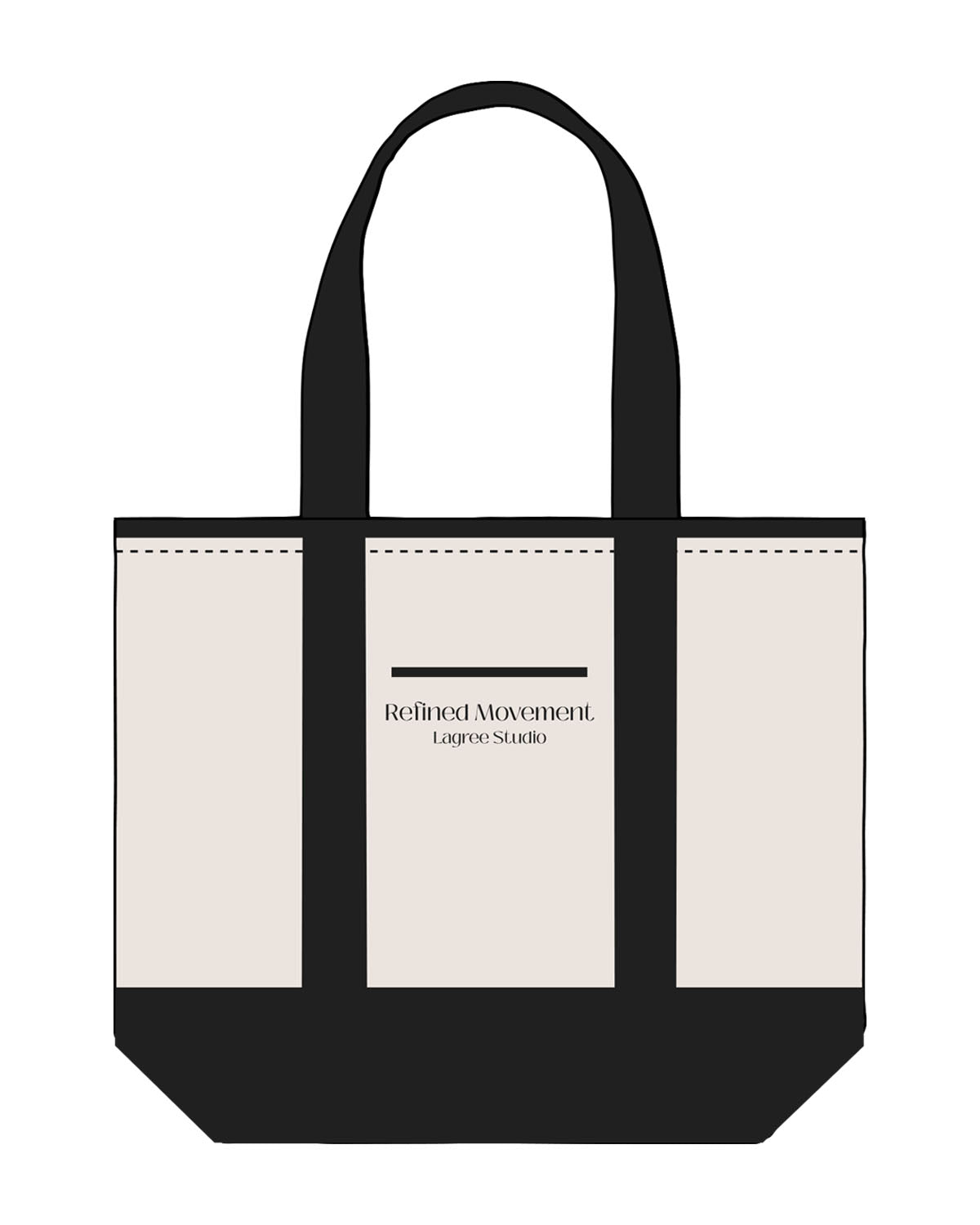 The Contrast Tote Bag - Natural / Black - Refined Movement - Center Stacked - Printed - Black