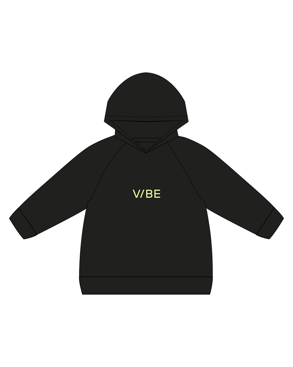 The Kids Hoodie - Black - The Vibe - Center Chest & Center Back Stacked - "2023" - Printed - Neon Yellow