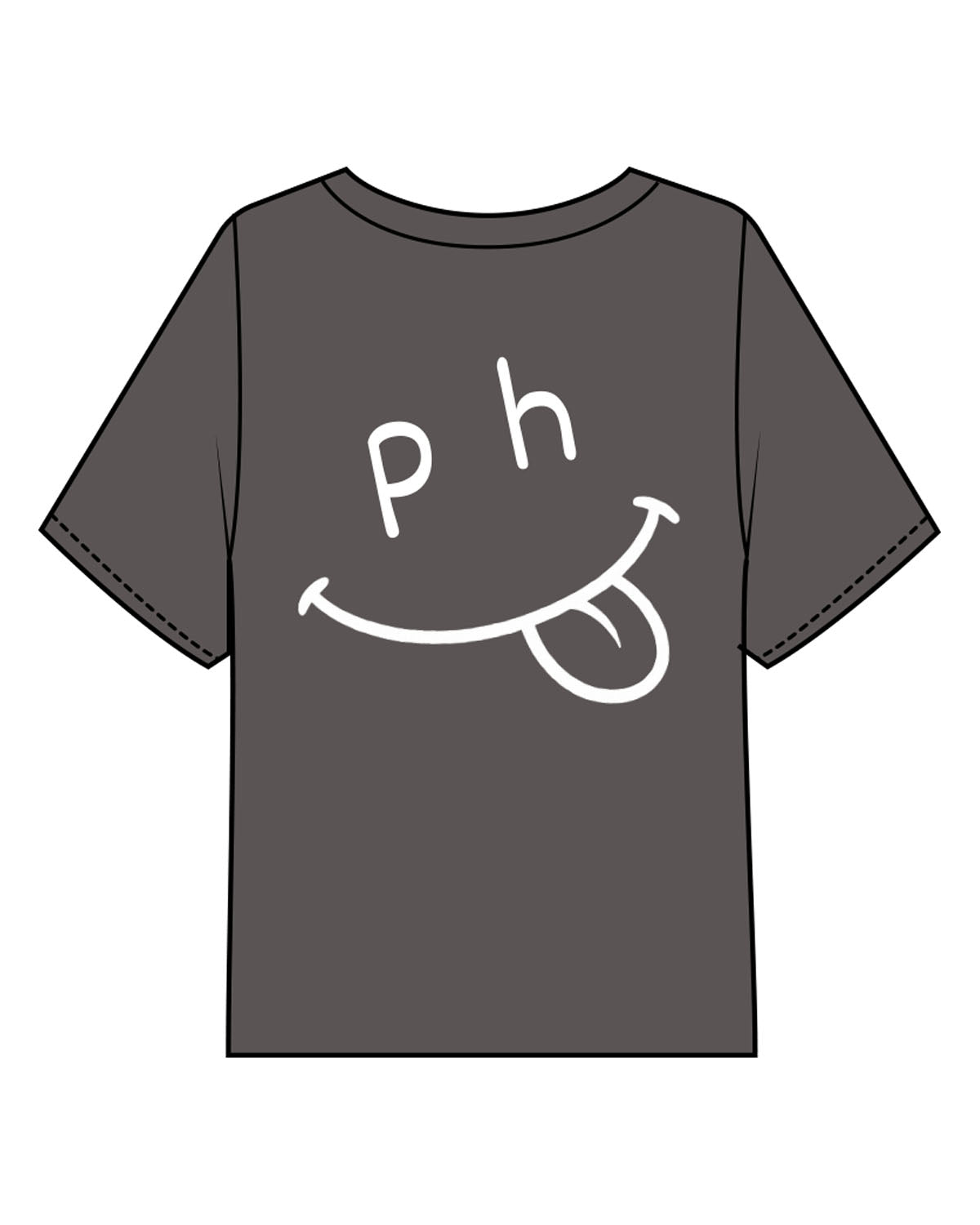 The Midweight Crop Tee - Pepper - PHS - Center Chest - Back "Smile" - Printed - White