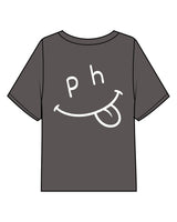 The Midweight Crop Tee - Pepper - PHS - Center Chest - Back "Smile" - Printed - White