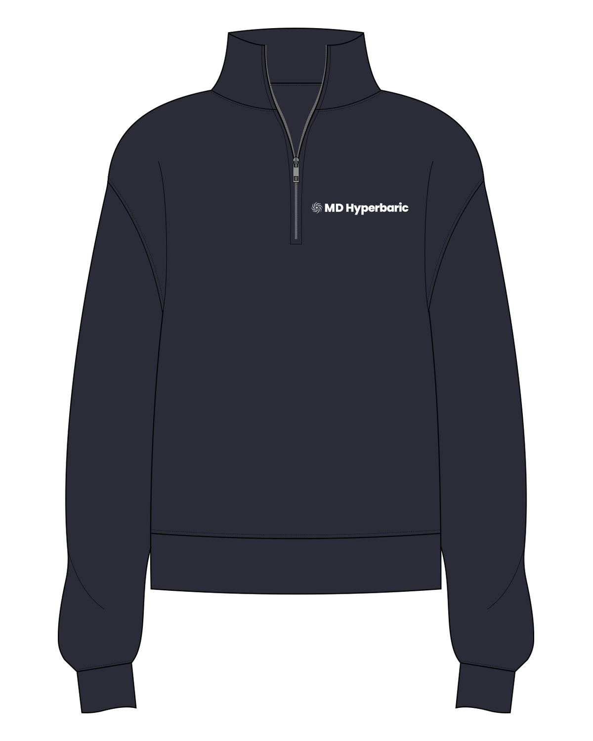 The Womens 1/4 Zip - Navy - MD Hyperbaric - Left Chest - Printed - White