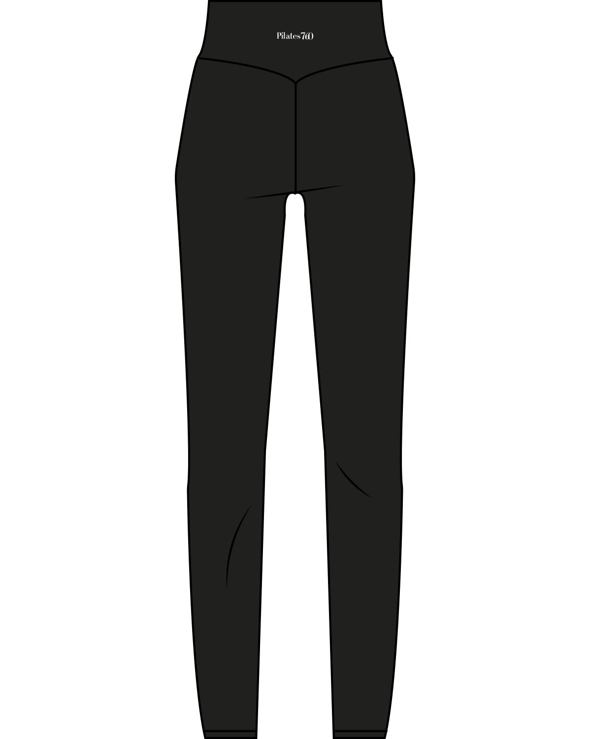 The Basic Legging - Black - Pilates 760 - Center Back - Printed - White