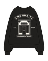 The Mens Heavyweight Crewneck - Black - Studio Luz - Center Chest & Center Back Stacked Logo - Printed - Off White