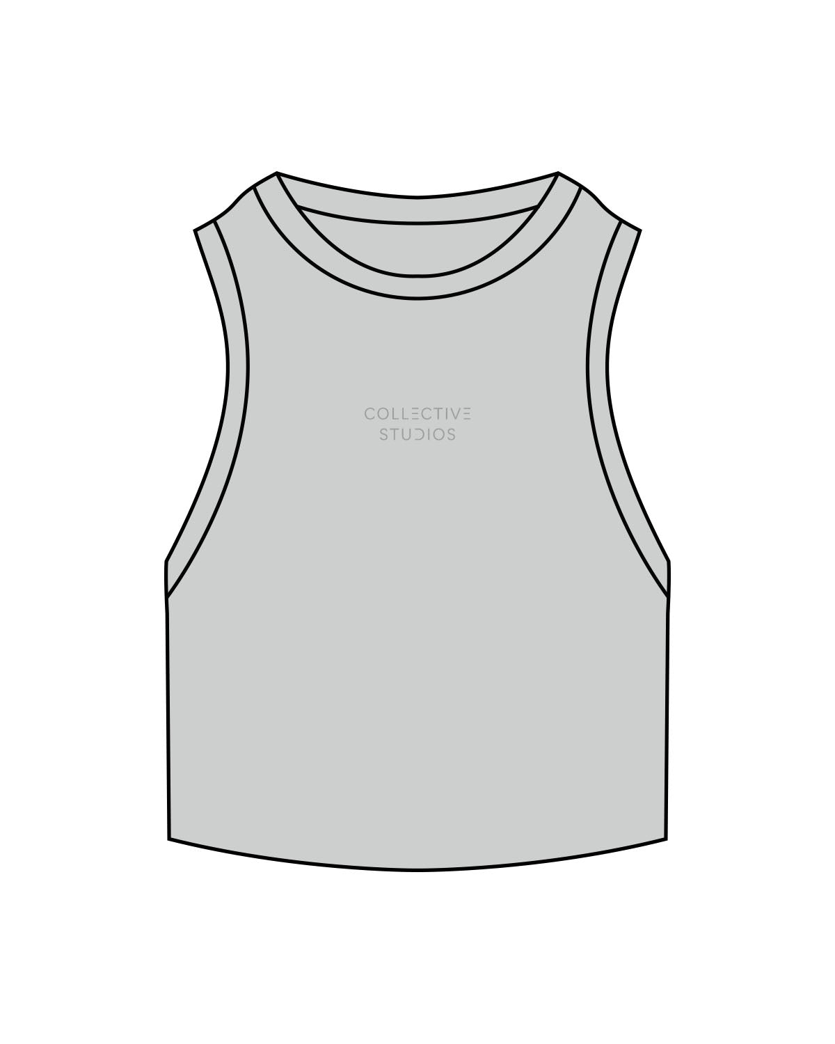 The Ribbed Crop Tank - Storm - Collective Studios - Center Chest Stacked - Embroidered - Tone on Tone