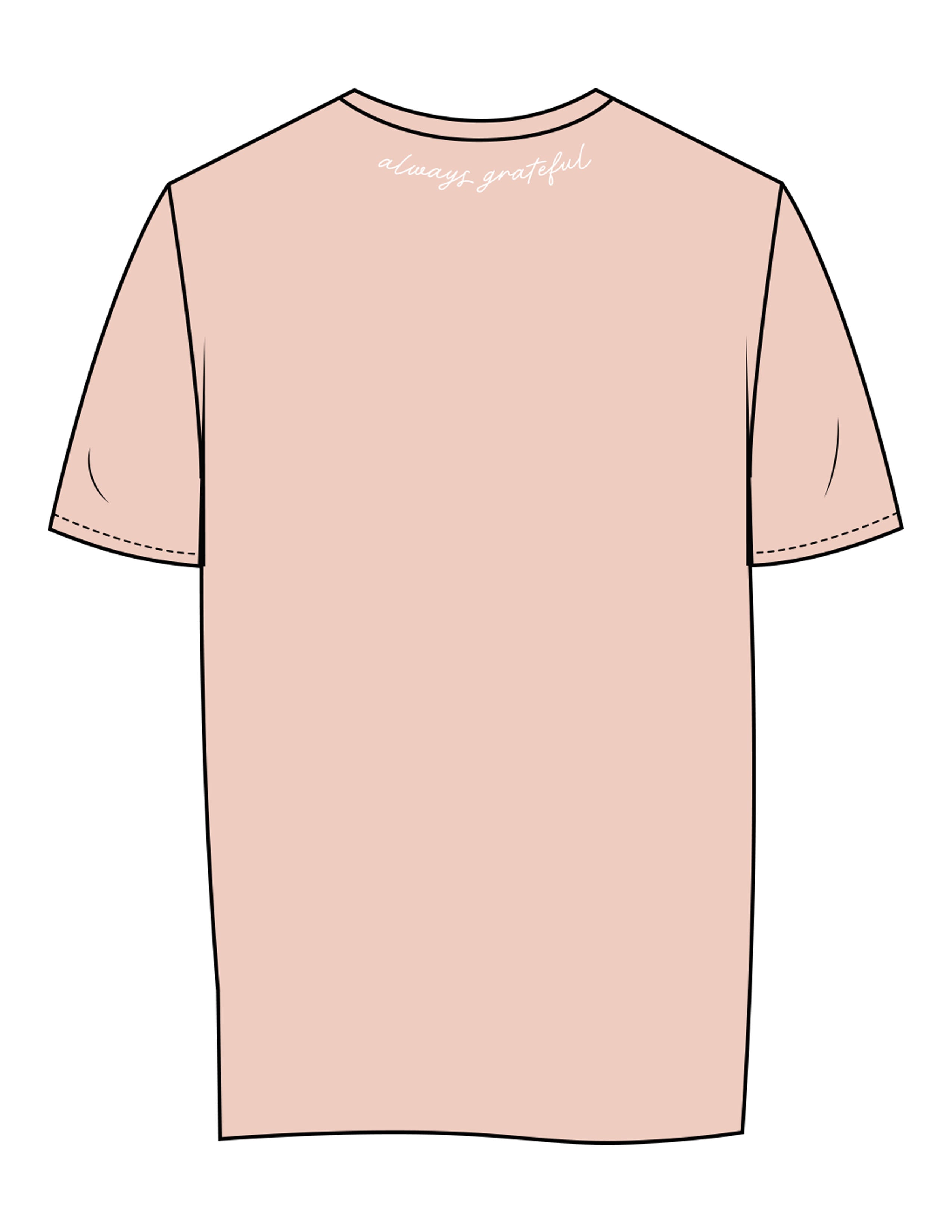 The Mens Tee - Pale Pink - Aura Gardens - Left Chest & Back Neckline - Printed - White