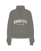 The Womens 1/4 Zip - Washed Gray - STUDIO 7 - Chest Arc Stacked - Printed - Cream