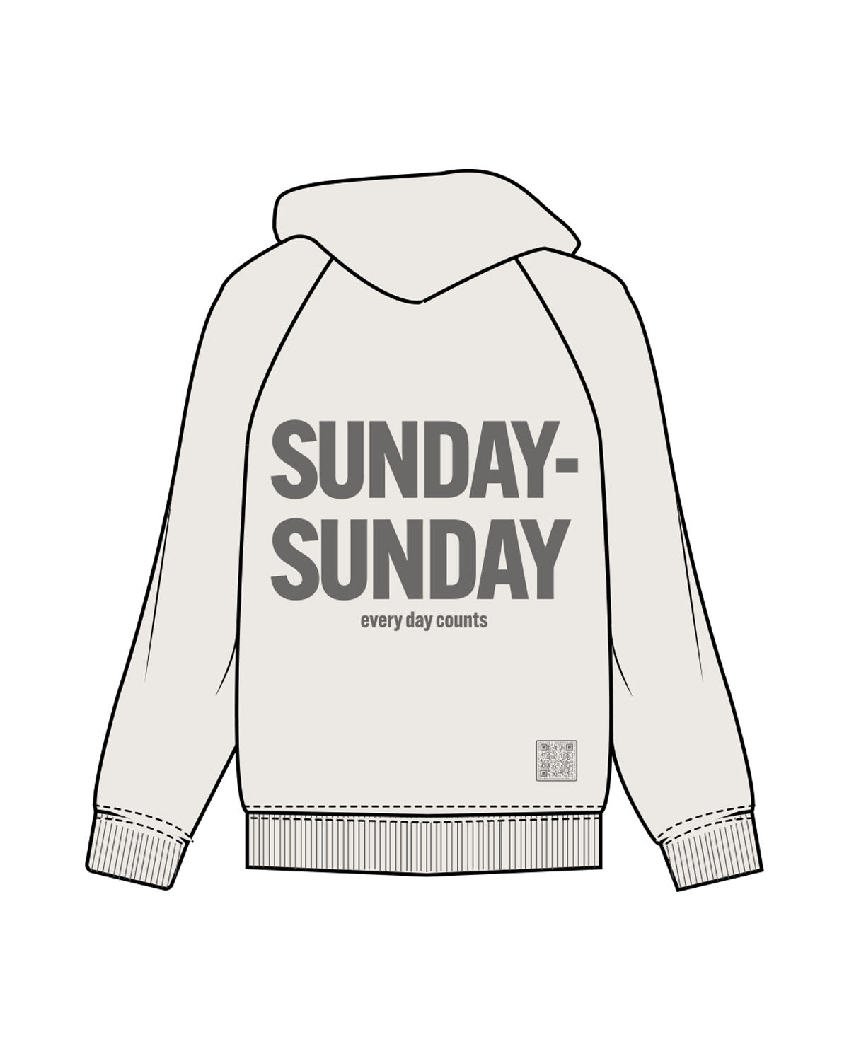 The Mens Heavyweight Zip Hoodie - Bone - MOB - Left Chest, Center Back Stacked & Back Lower Right - Printed - Grey