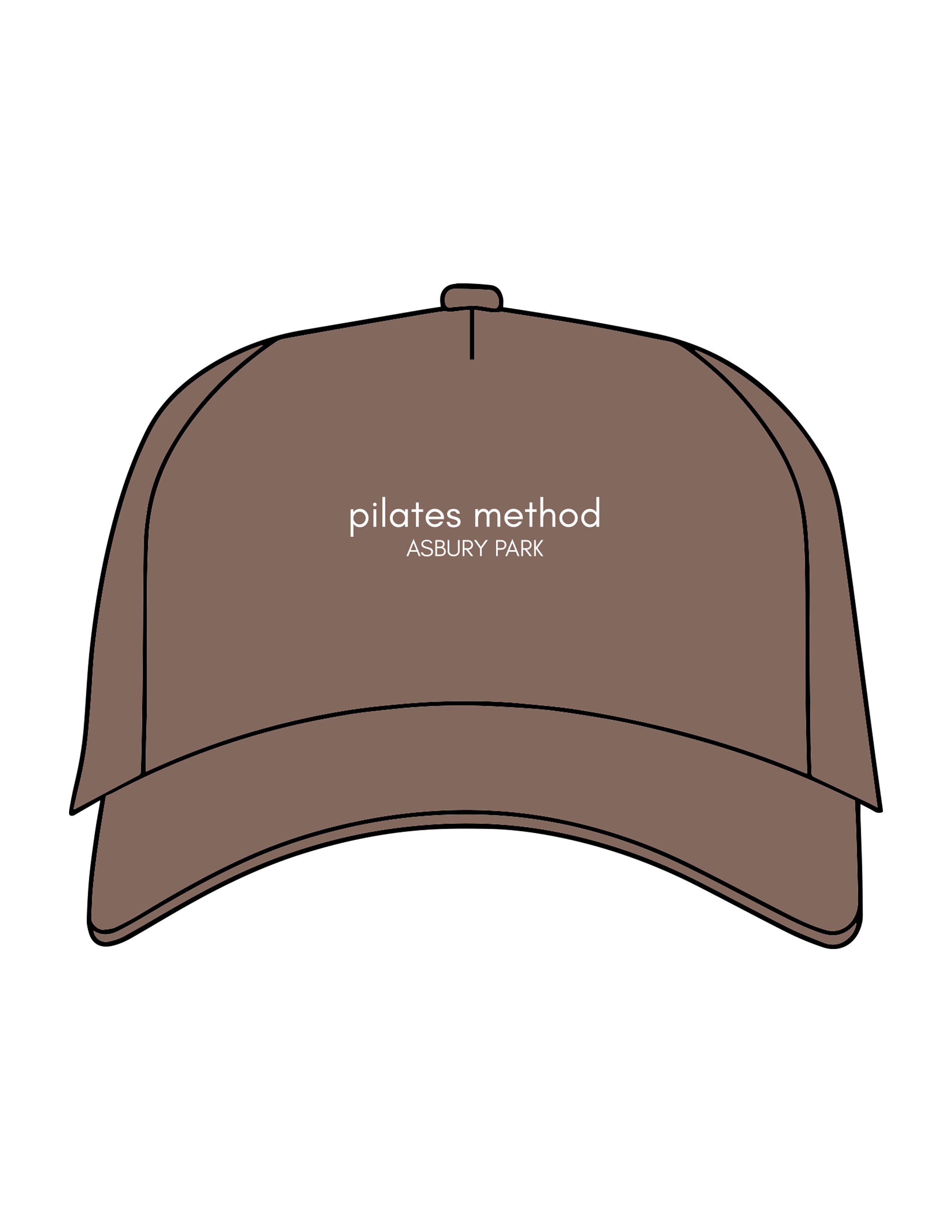 The Canvas Cap - Walnut - Pilates Method/Barre Noir - Center Chest Stacked - Embroidered - White