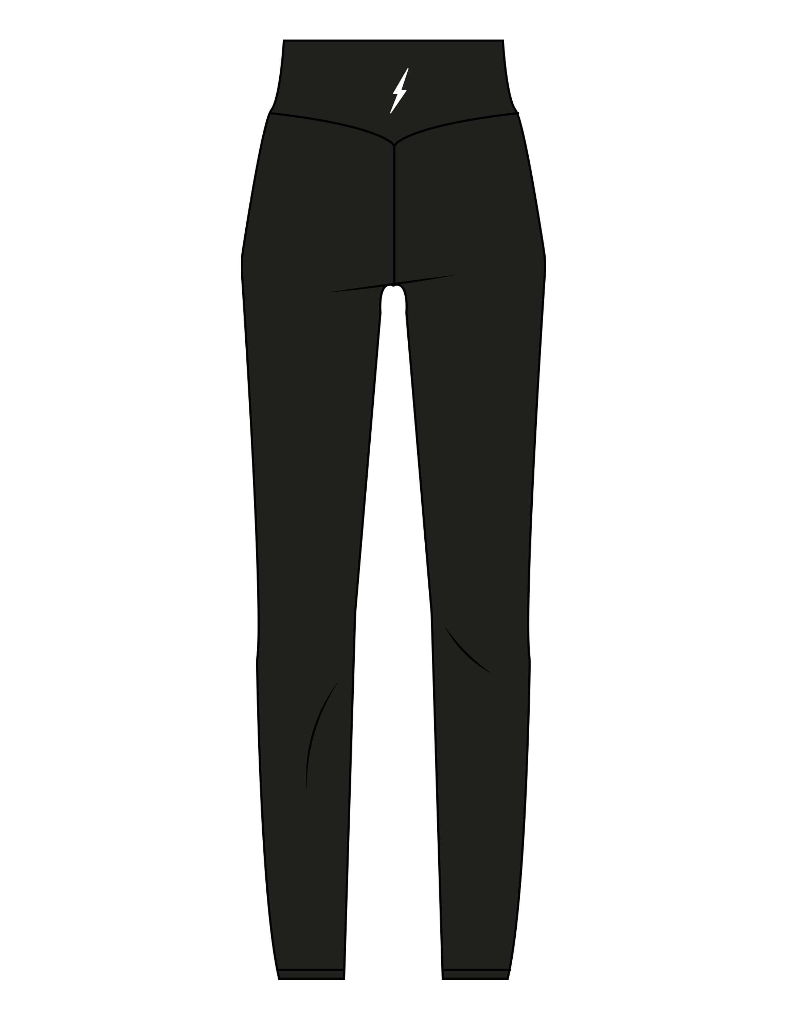 The Basic Legging - Black - RECHARGED PILATES - Back Waistline - Printed - White