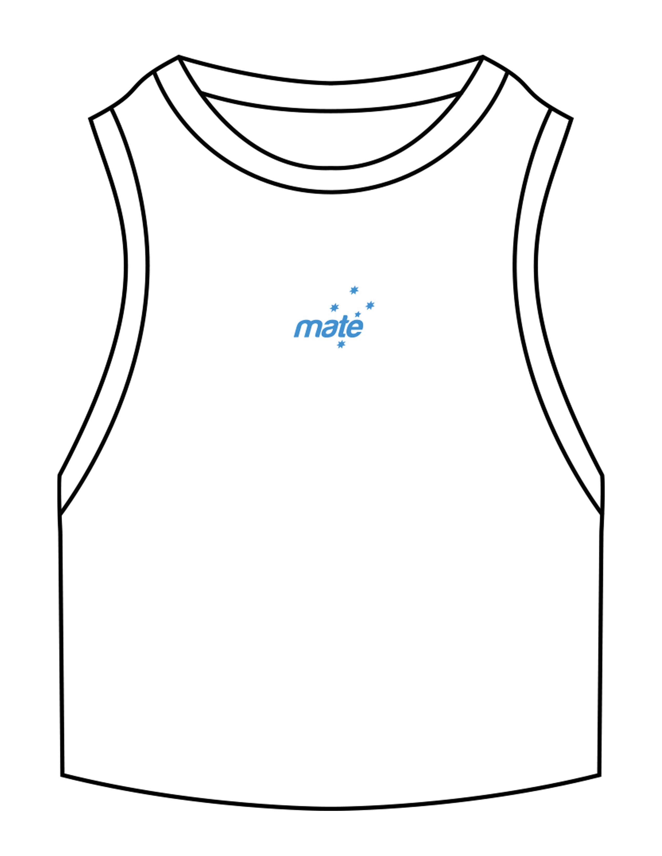 The Ribbed Crop Tank - White - Training Mate - Center Chest - EMB - Blue