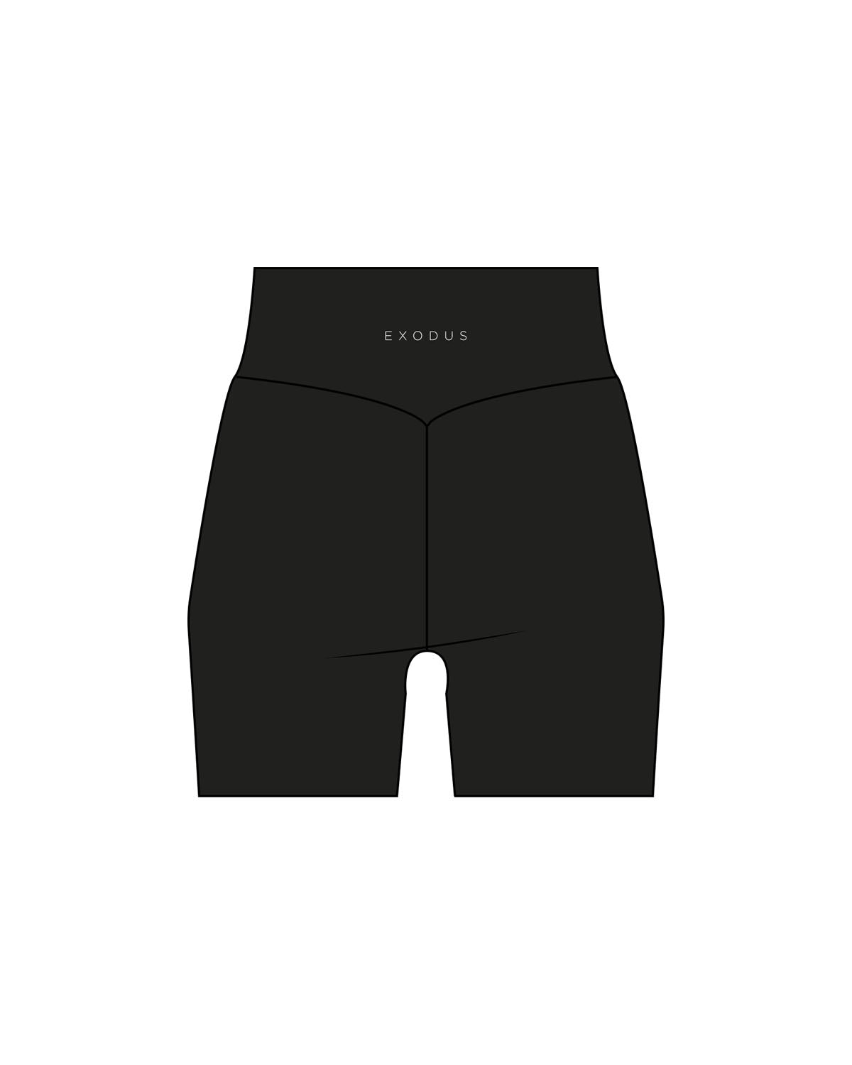 The Basic Short - Black - Exodus Fitness - Back Waistline - Printed - White