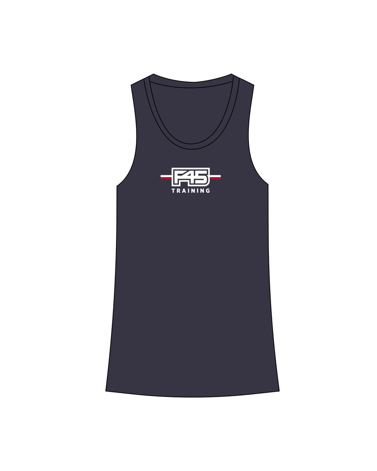 The Scoop Muscle Tank - Midnight - F45 Novato - Center Chest Stacked - Printed - Full Color