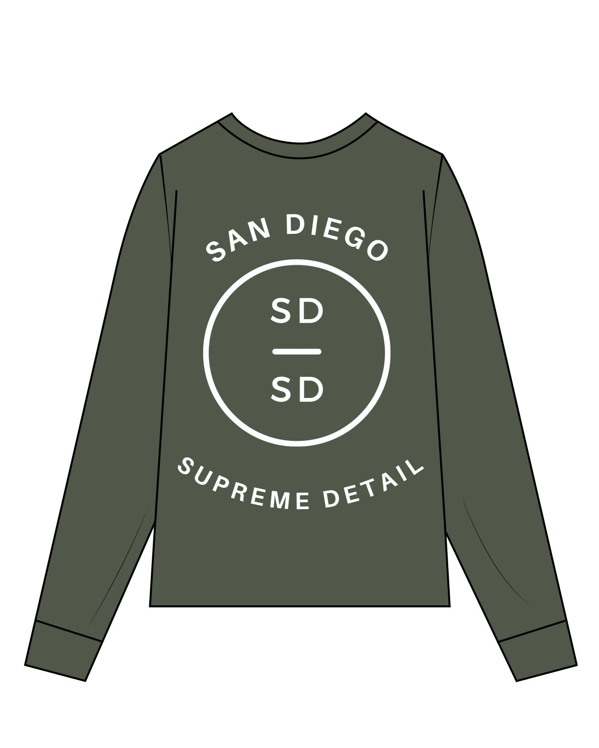 The Mens Heavyweight Long Sleeve - Cypress - San Diego - Left Chest & Back Center Stacked - White