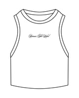 The Ribbed Crop Tank - White - Barnes. The Label - Center Chest - Embroidered - Black