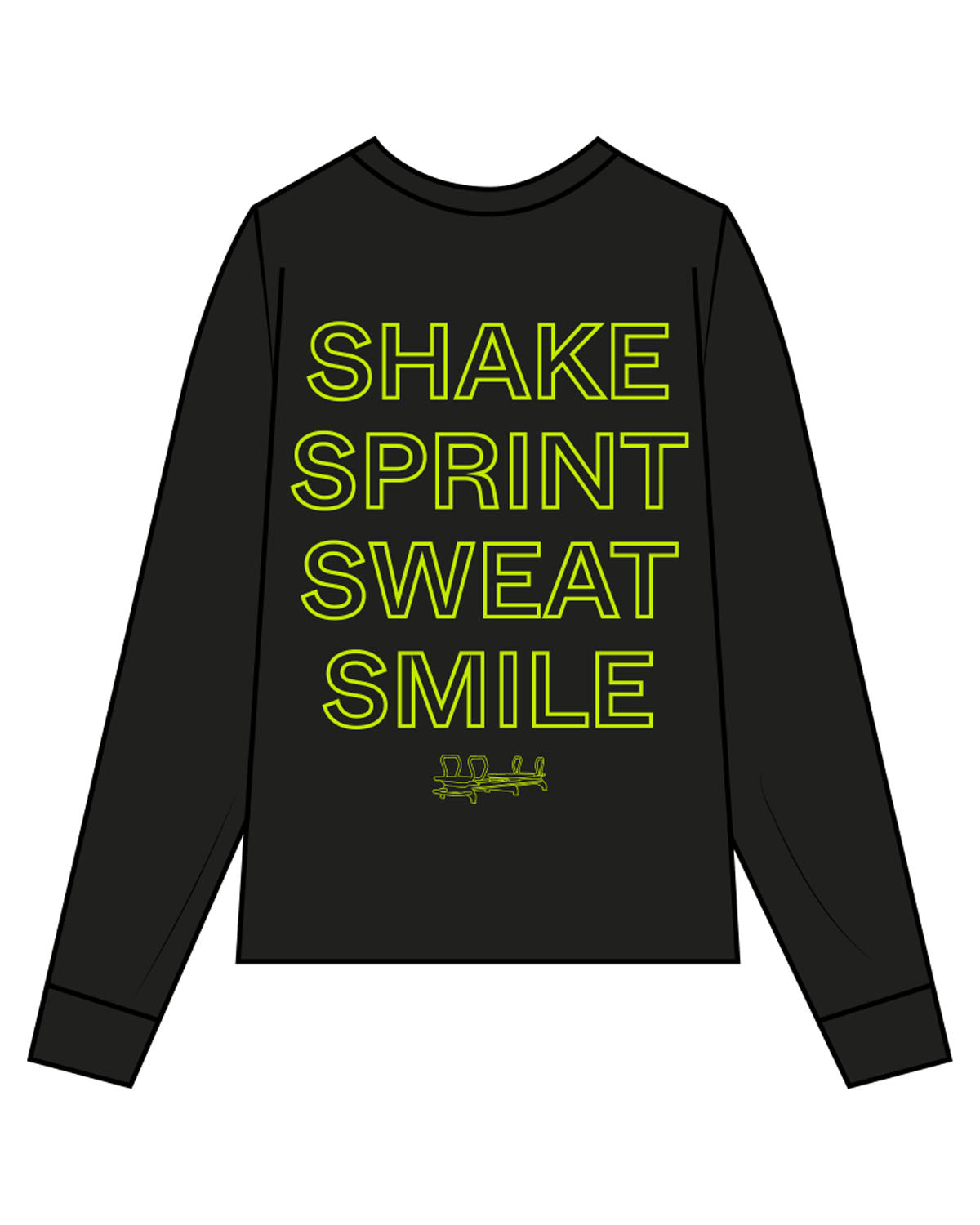The Unisex Midweight Long Sleeve - Black - Mega NJ - Center Chest & Full Back Stacked - Neon