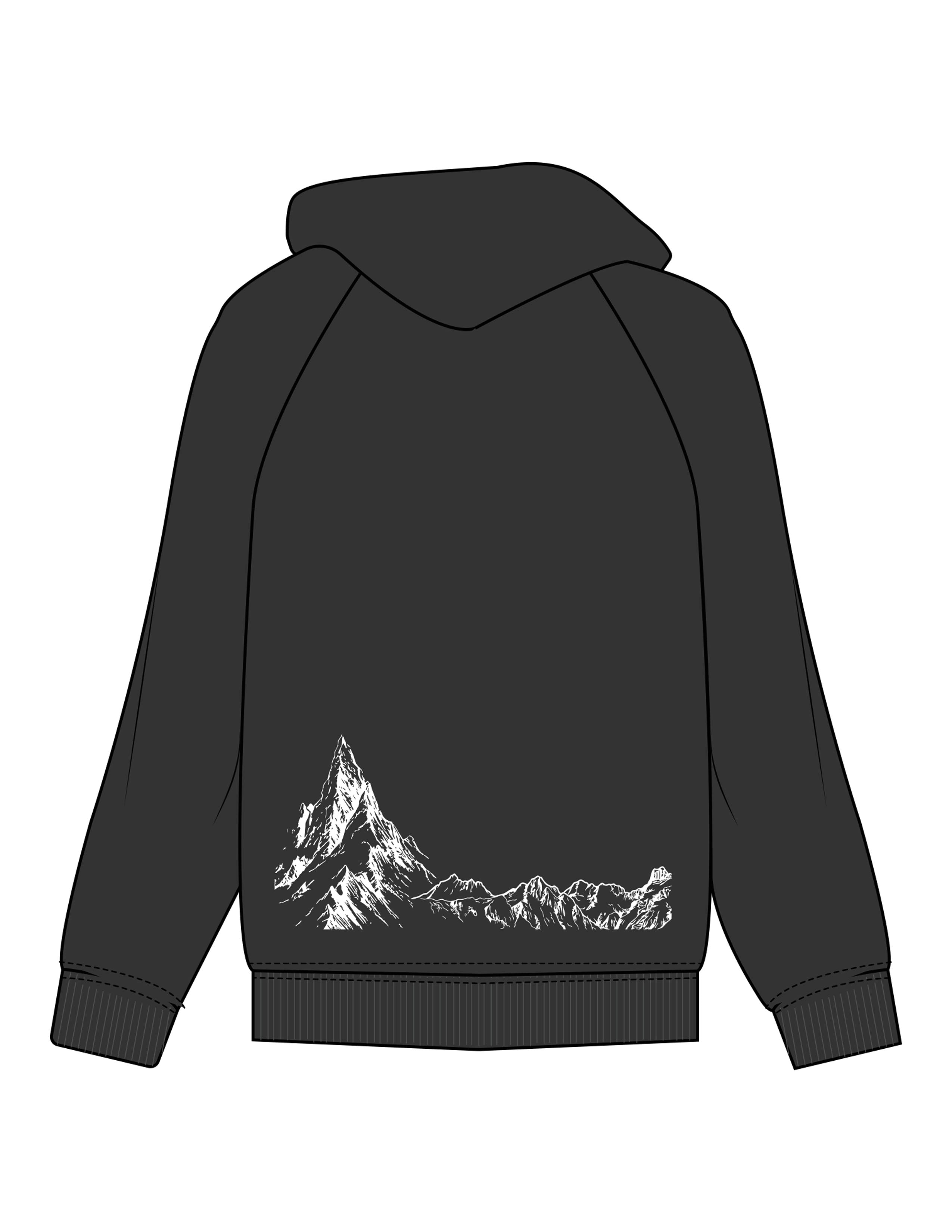 The Womens Hoodie - Washed Black - HIIT Performance - Left Sleeve & Back Image - Printed - White