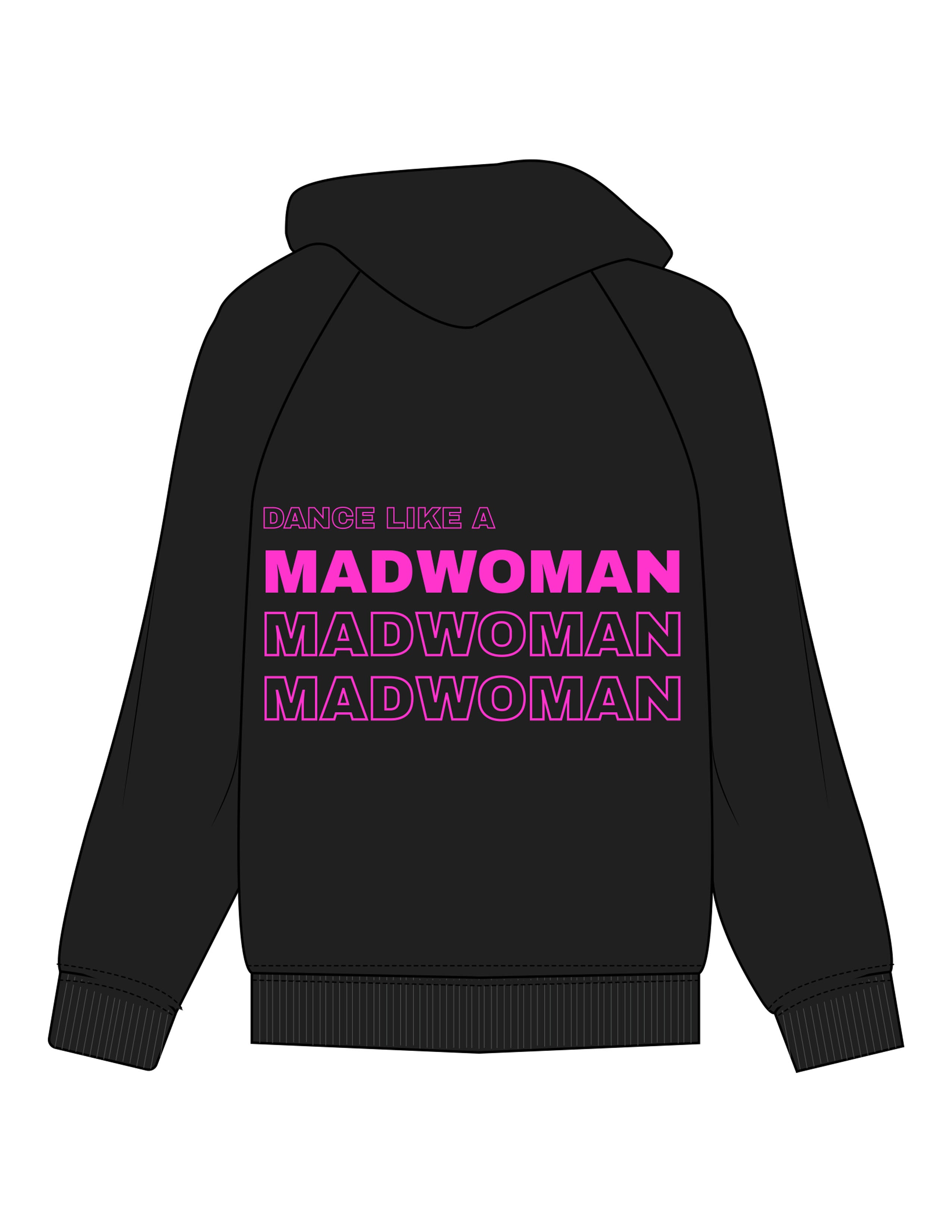 The Womens Hoodie - Black - Mad House - Right Chest & Back Stacked - Printed - Pink