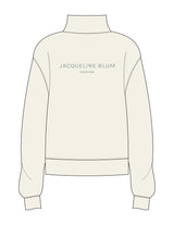 The Womens 1/4 Zip - Off White - Jacqueline Blum Design - Left Chest & Back Stacked - Printed - Deep Sea