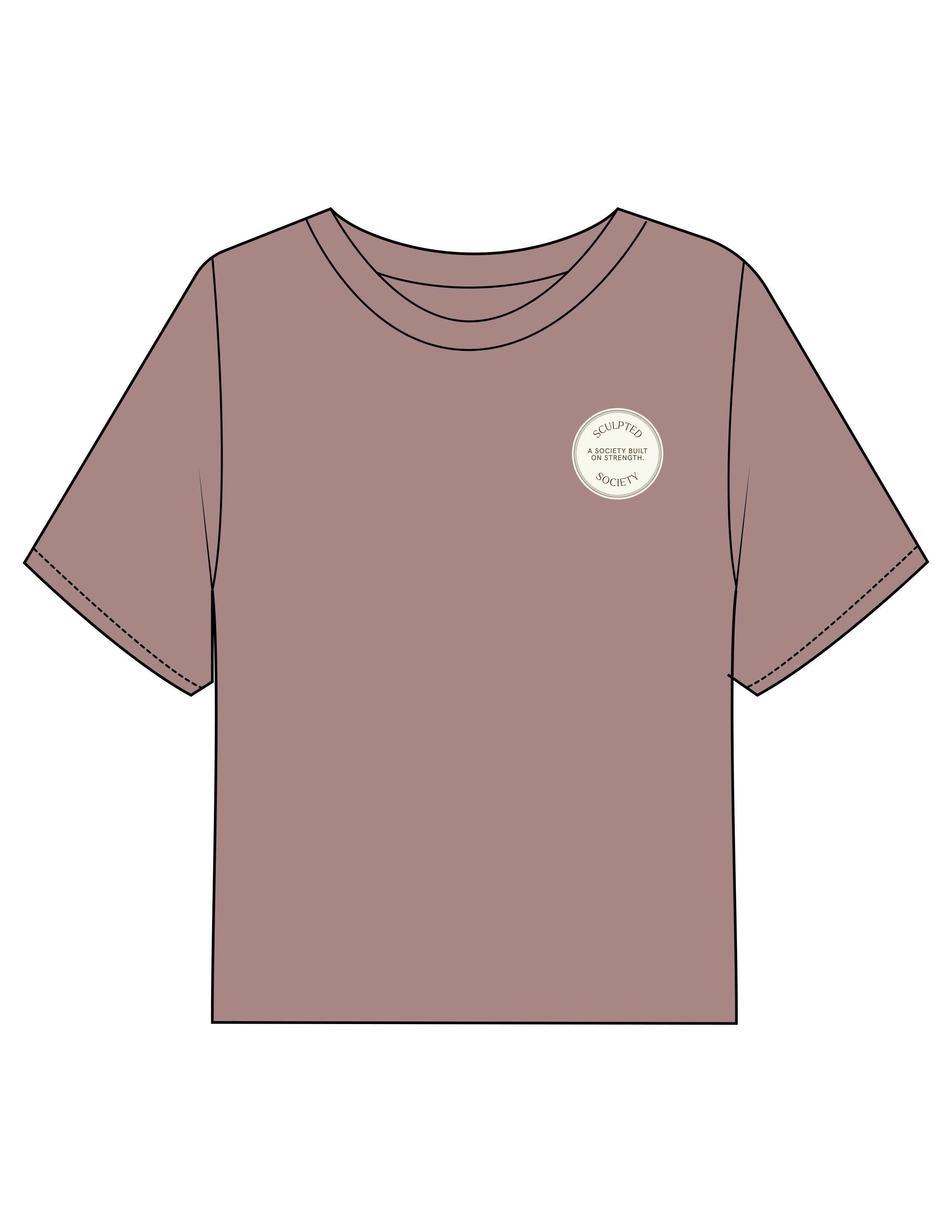 The Boxy Crop Tee - Mauve - SCULPTED SOCIETY - Left Chest Round - Printed - Full Color