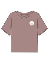 The Boxy Crop Tee - Mauve - SCULPTED SOCIETY - Left Chest Round - Printed - Full Color
