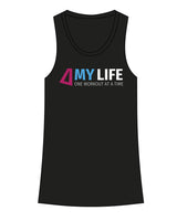 The Womens Full Length Tank - Black - Delta Fitness - Center Chest - MyLife - Full Color