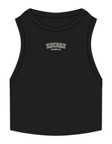 The Ribbed Crop Tank - Black - enCore Pilates - Center Chest  Stacked - Embroidered - Off White