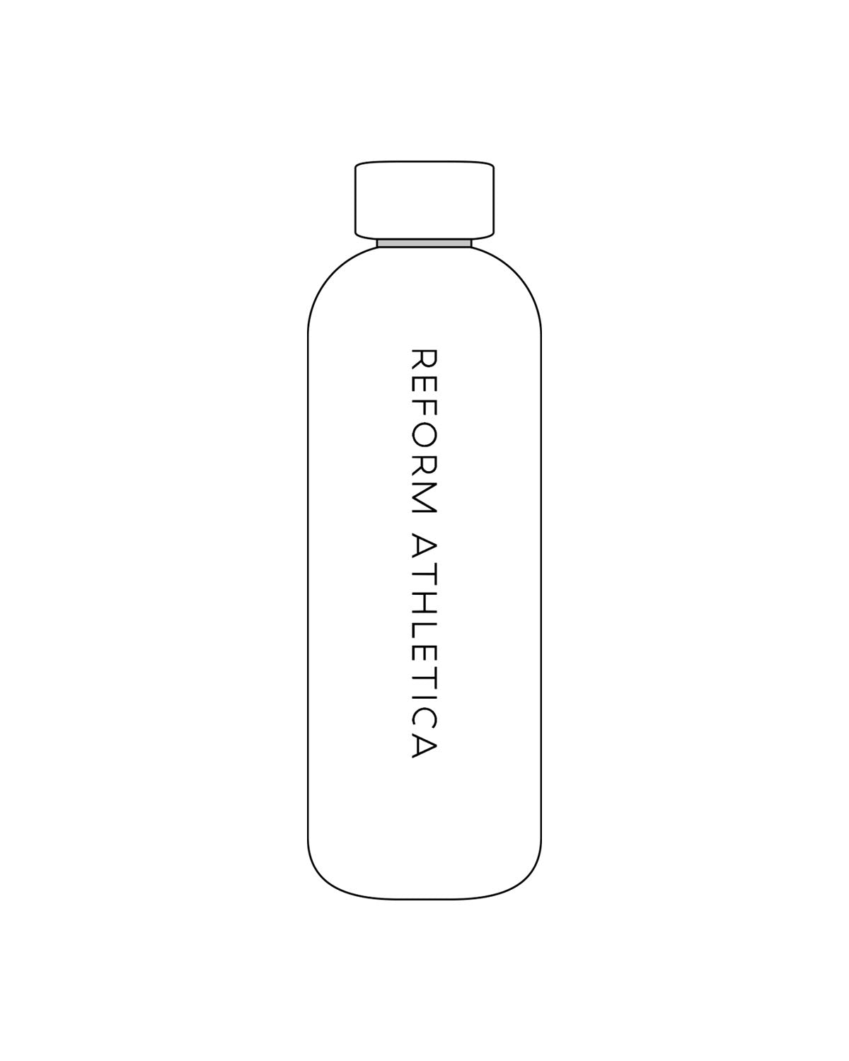 The Water Bottle - White - Reform Athletica - Center & Back - Printed - Black