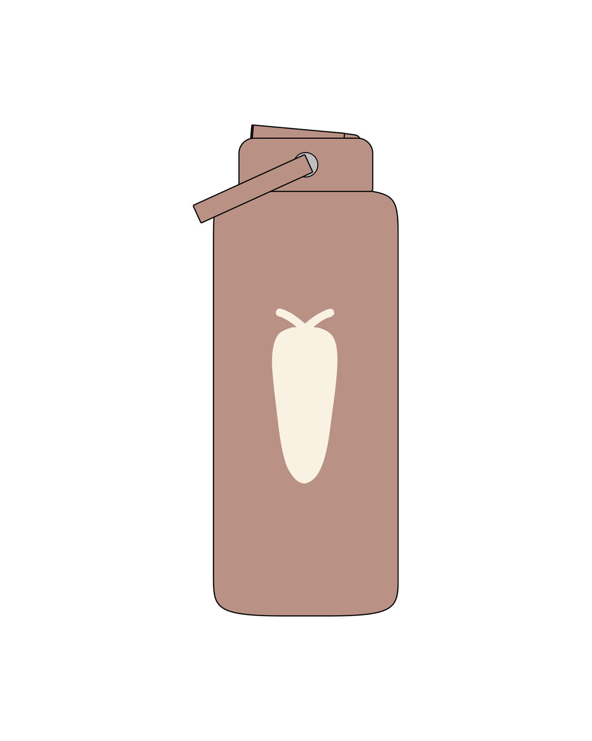 The Wide Mouth Water Bottle - Clay - BlueCarrot - Center Body - Printed - Off White