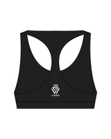 The Racer Bra - Black - LVL - Center Chest Stacked & Back "100" Icon Stacked - Printed - White