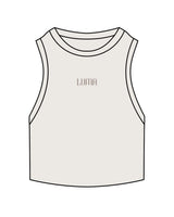 The Ribbed Crop Tank - Bone - Luma Wellness - Chest Center - Embroidered - Tone on Tone