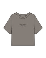 The Heavyweight Crop Tee - Washed Gray - Collective Studios - Center Chest Stacked - Embroidered - Black