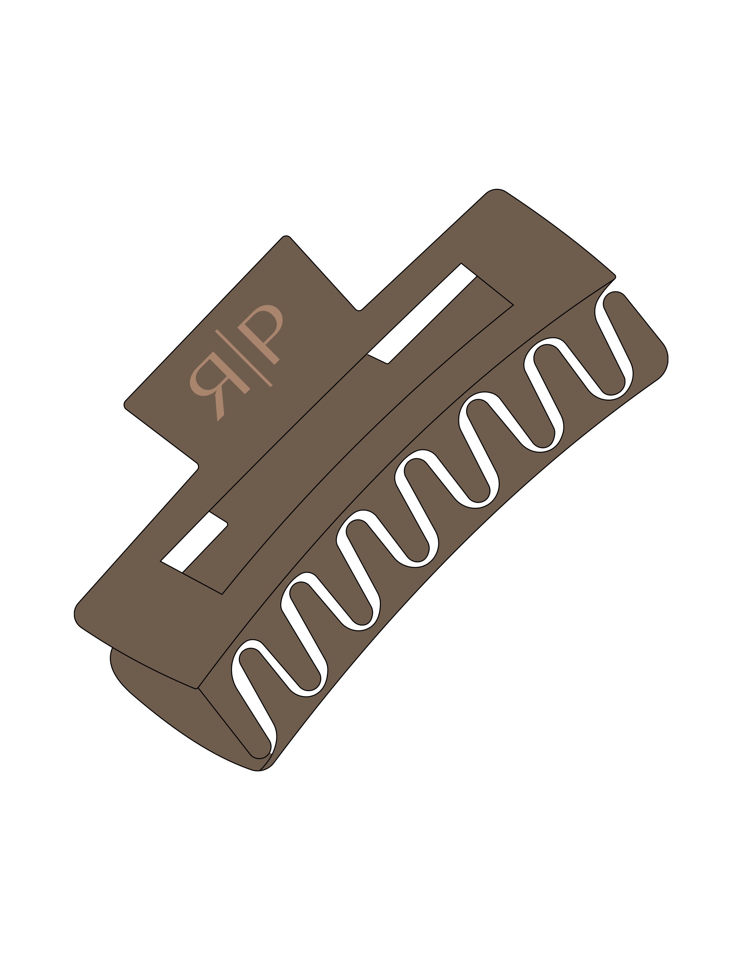 The Claw Hair Clip - Chocolate - Renewed Pilates - Top Logo - Printed - Light Brown