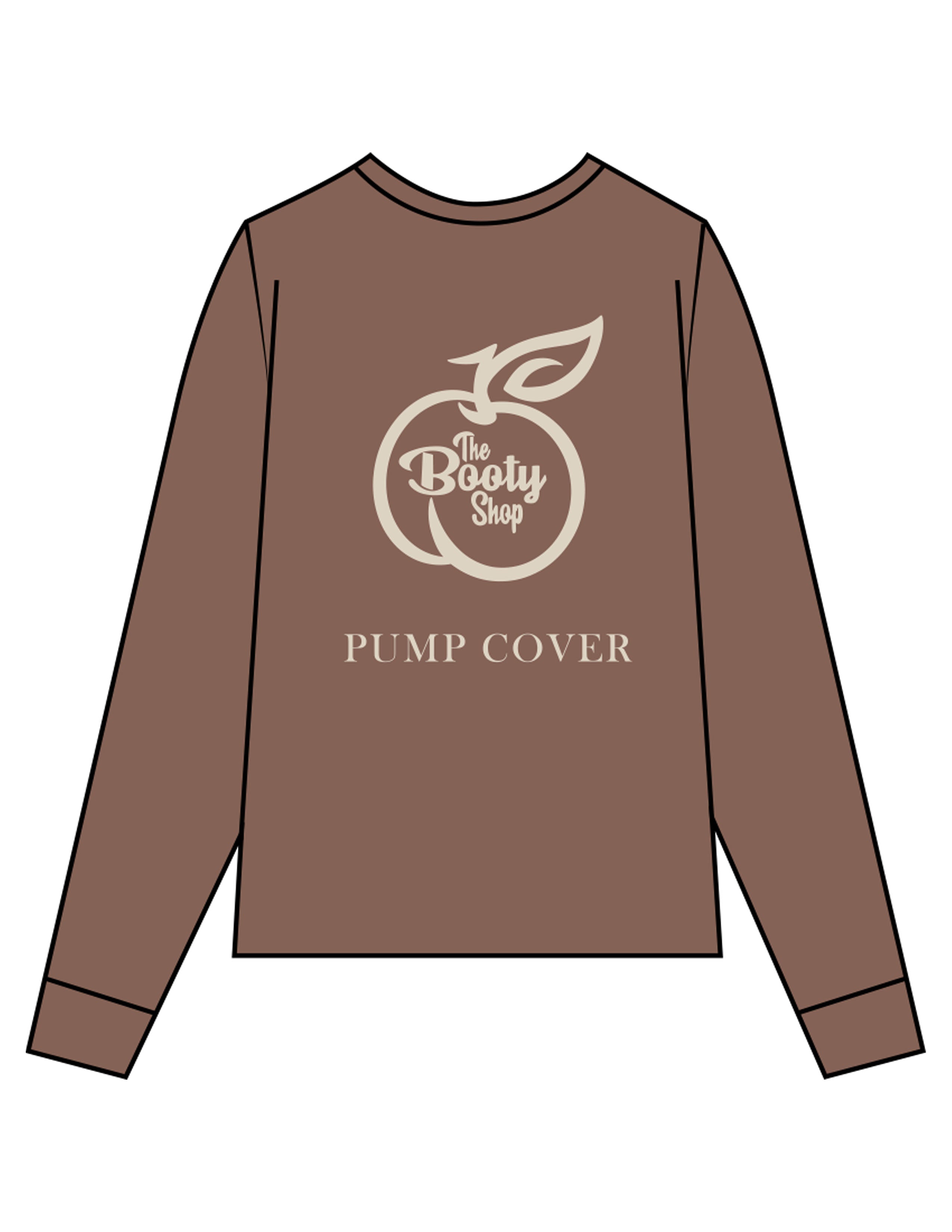 The Unisex Midweight Long Sleeve - Espresso - The Booty Shop - Center Chest & Back Stacked - Printed - Cream