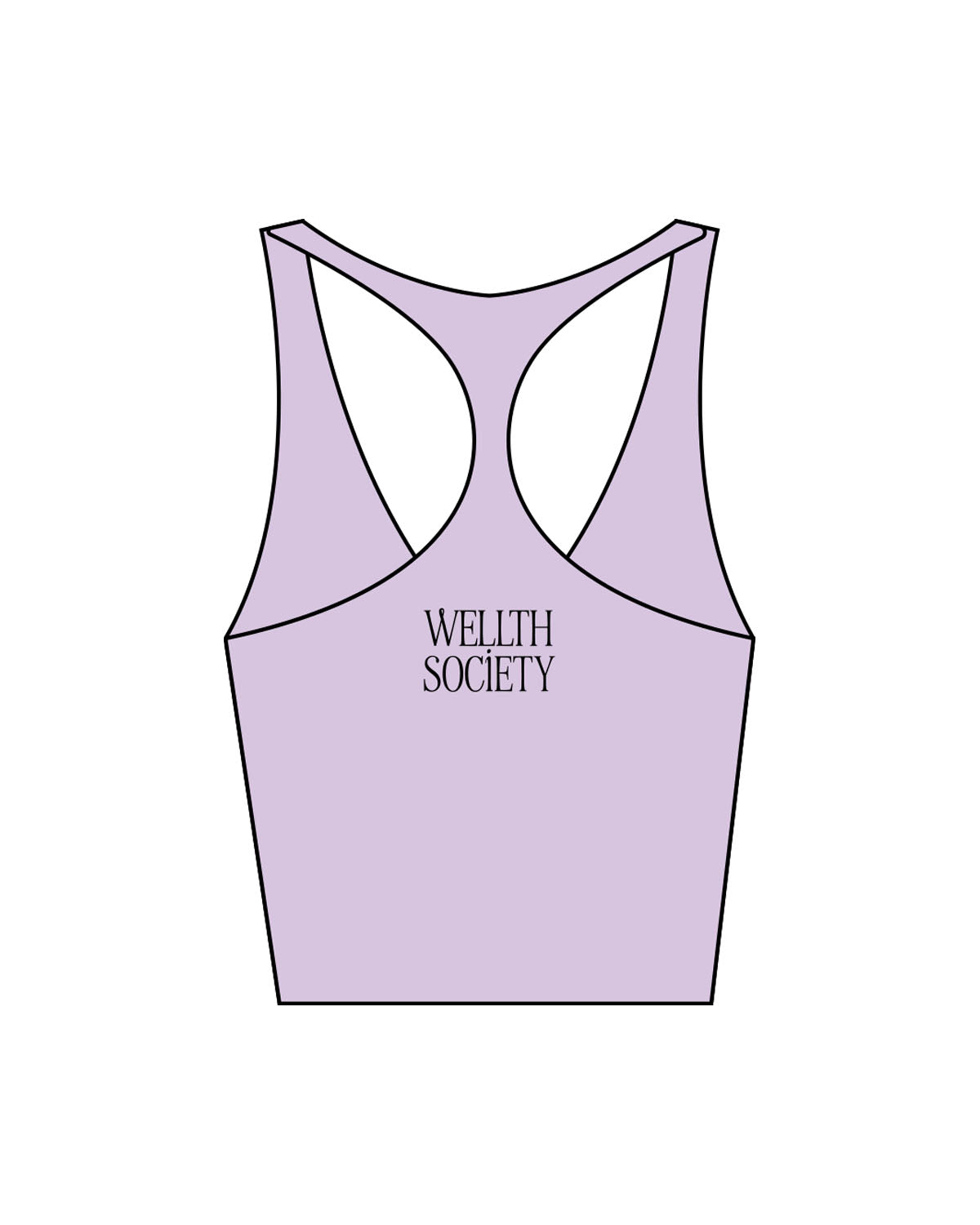 The Racer Tank - Lavender - Wellth Society - Back Center Stacked - Printed - Black