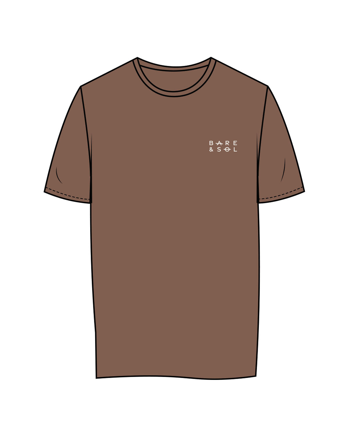 The Womens Tee - Walnut - Bare & Sol - Left Chest Stacked - Printed - Ivory
