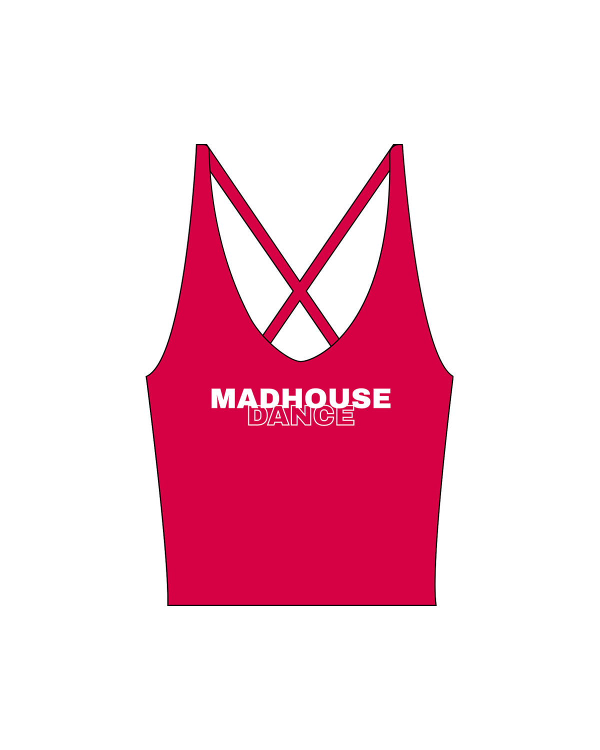 The Sporty Strappy Tank - Pink - Mad House - Center Chest Stacked - Printed - White