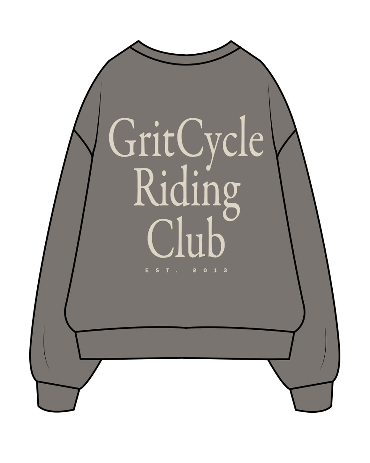 The Mens Crewneck - Washed Gray - Grit Cycle - Left Chest Stacked & Back Stacked - Off White