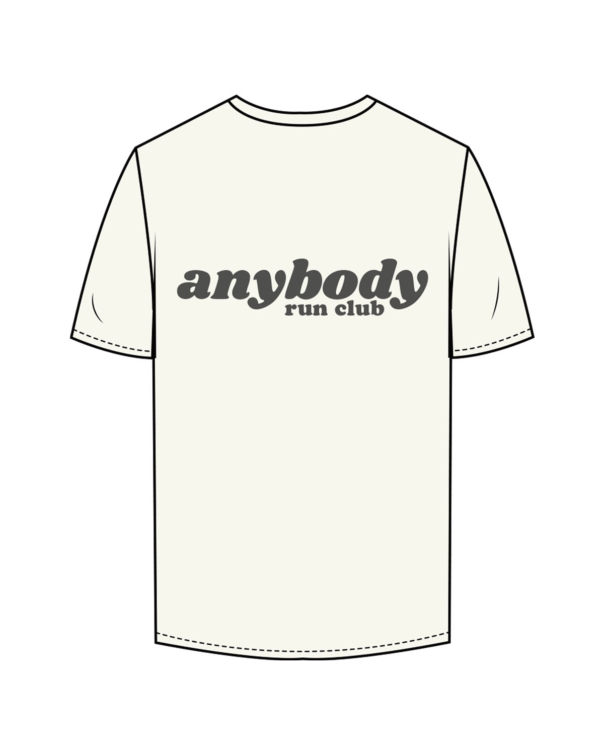 The Mens Tee - Off White - Anybody Run Club - Left Chest - Embroidered - & - Center Back - Printed - Charcoal