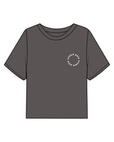 The Midweight Crop Tee - Pepper - Studio Novo - Left Chest Round Stacked - Embriodered - White