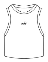 The Ribbed Crop Tank - White - Training Mate - Center Chest - EMB - Black