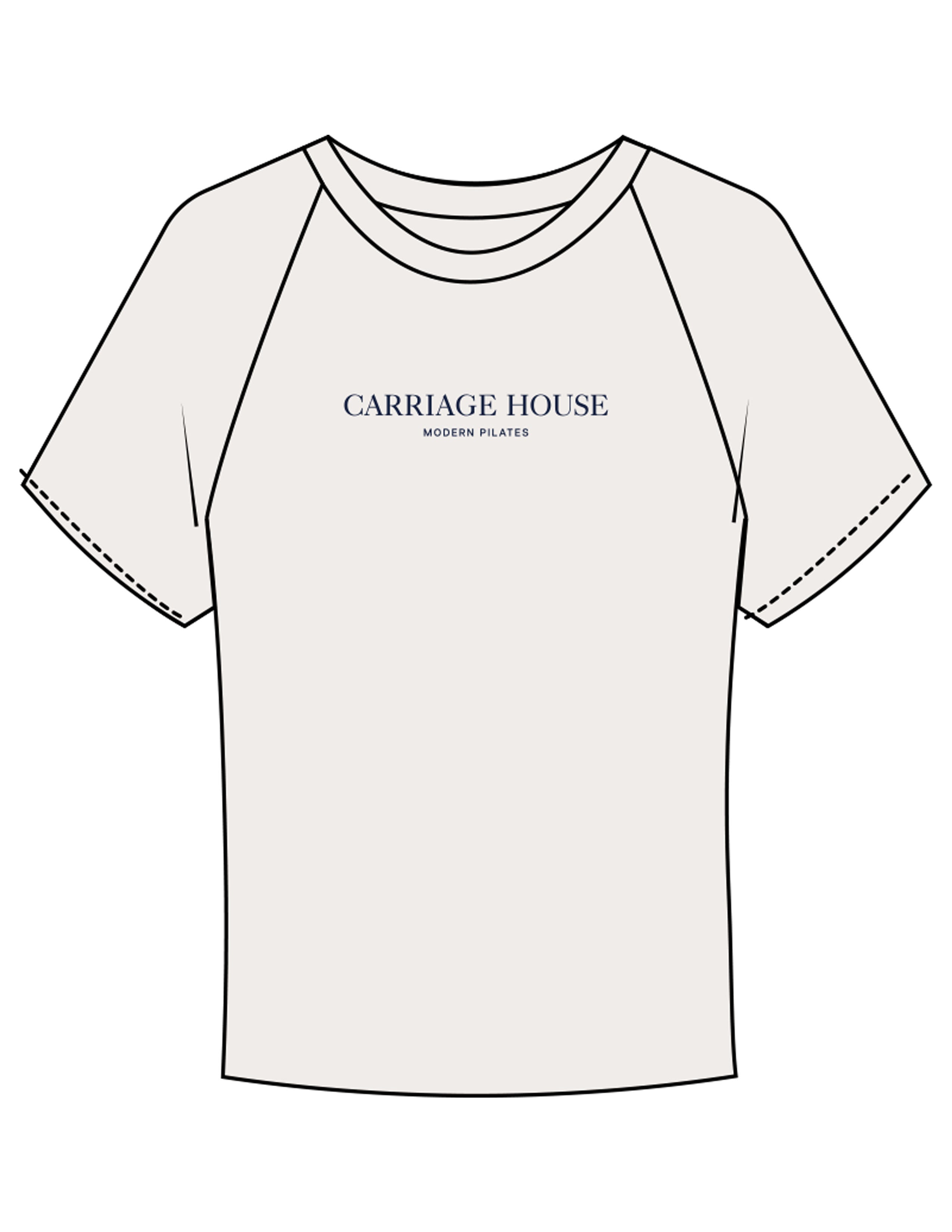 The Micro Rib Baby Tee - Natural - Carriage House -Center Chest Stacked - Printed - Navy
